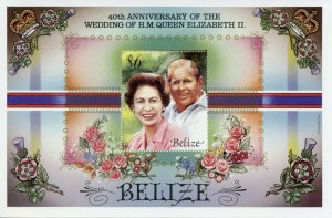 Belize Royalty Stamps 1987 MNH Queen Elizabeth II 40th Wedding Anniv 1v M/S