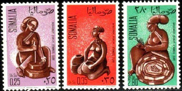 3 Different Statuettes, Somalia stamp SC#340-342 MNH set