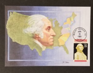 FDC Maxi Card Maximum George Washington 1989 Executive Branch Stamp Sc 2414 M46