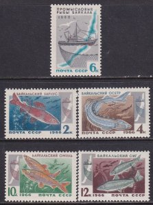 Russia 1966 Sc 3240-4 Lake Baikal Fish Resources Stamp MNH