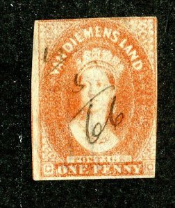 1863  Tasmania Sc.# 11d used cv $42.50  (105 BCXX )