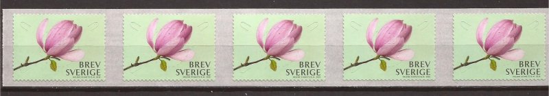 2015 Sweden -Sc 2754 - MNH VF - Strip of 5 - Magnolia - Back #55