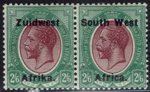 SOUTH WEST AFRICA 1923 KGV 2/6 PAIR SETTING III