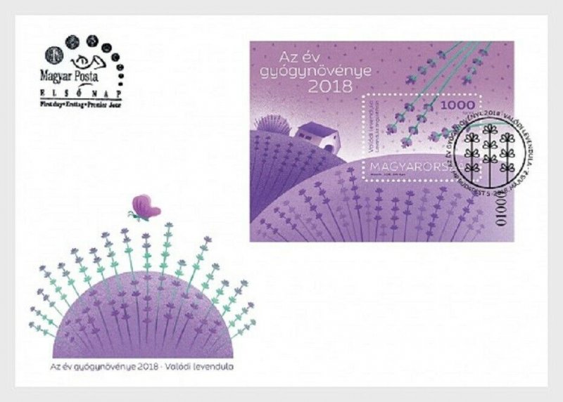 2018    HUNGARY  -  TRUE LAVENDER MEDICAL PLANT OF YEAR -  FIRST DAY COVER