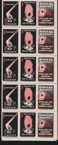 US Vintage Only You Can Prevent Forest Fires Cinderella Stamps Partial Sheet