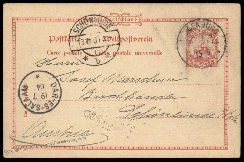 Germany 1904 East Africa NEU-LANGENBURG DOA Forerunner Cover Stationery 86203