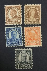 MOMEN: US STAMPS #582,585-587 MINT OG H LOT #51396