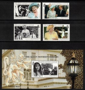 SOUTH GEORGIA 1999 Queen Mother's Century; Scott 231-35, SG 289-93; MNH