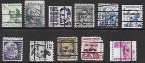 US  Precanceled Selected Group. 11 Stamps.   Nice