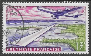 French Polynesia Scott C28 Used 13f Papeete Airport Air Mail issue of 1960