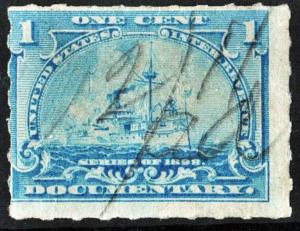 R163p 1¢ Battleship Documentary (1898) Handstamped