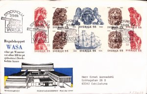 Sweden #825-830 FDC with left cachet/vignette warship Wasa engr. Czeslaw Slania