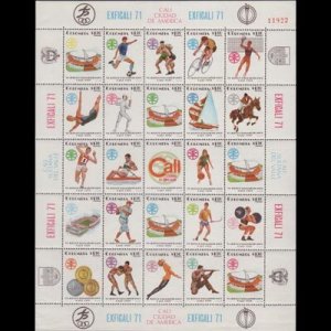 COLOMBIA 1971 - Scott# C566a Sheet-Pan American Games NH