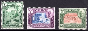 QUAITI STATE OF SHIHR AND MUKALLA 1942 Sc#9/11 MOSQUE/BUILDINGS (3) MLH