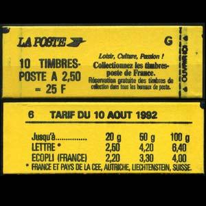 FRANCE 1992 - Scott# 2188c Booklet-Marianne 2.5f NH