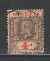 Nigeria Sc 14 1914  4d  black & red on yellow George V stamp used