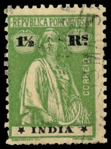 PORTUGUESE INDIA Sc 375K USED - 1921 1½r - Ceres, Ordinary paper - Perf 12 x 11½