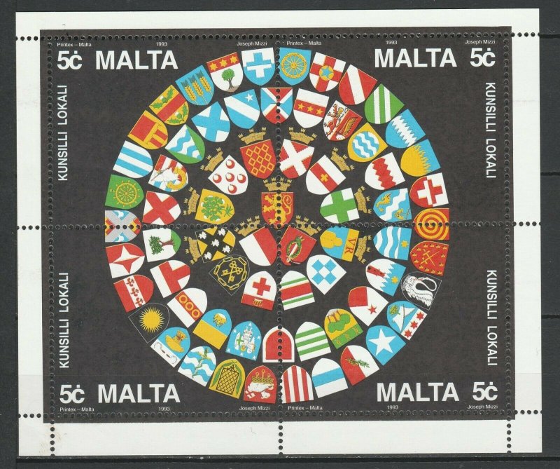 Malta 1993 Flags / Local coat of arms MNH Sheet