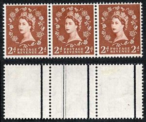 S39 2d 1st Graphite with EXTRA LINE on one stamp in strip