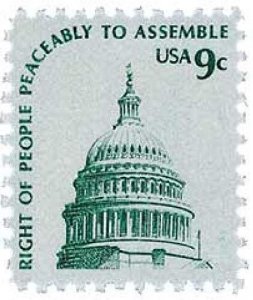 1975 Peacefully Assemble Single 9c Postage Stamp, Sc#1591, MNH, OG