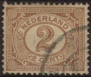 Netherlands 59 (used) 2c numeral, yel brn (1898)