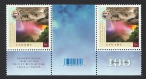 NIAGARA FALLS = USA SIDE, Flags = Gutter Pair w/Barcode = Canada 2009 #2332 MNH