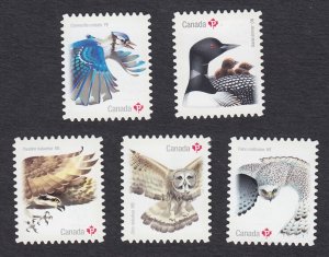 Die Cut = DUCK, LOON, OWL, BLUE JAY, EAGLE = Set of 5 Canada 2017 #3018i-3022i