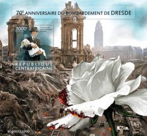 CENTRAFRICAINE 2015 SHEET BOMBING OF DRESDEN WORLD WAR WWII