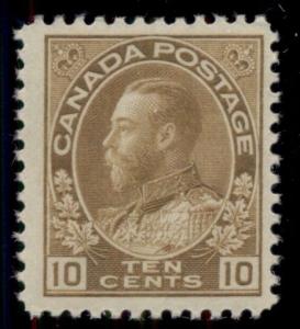 CANADA #118 10¢ bister brown, og, NH, VF, Scott $95.00