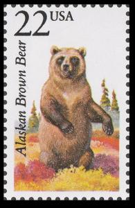 US 2310 North American Wildlife Alaskan Brown Bear 22c single MNH 1987