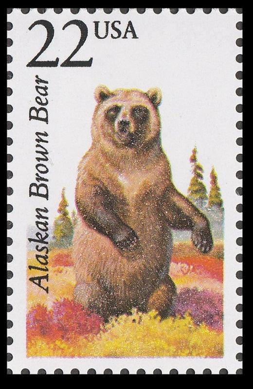 US 2310 North American Wildlife Alaskan Brown Bear 22c single MNH 1987