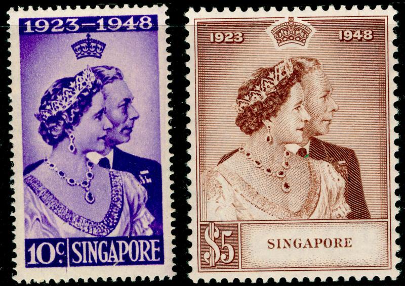 SINGAPORE SG31-32, ROYAL SILVER WEDDING set, NH MINT. Cat £110.