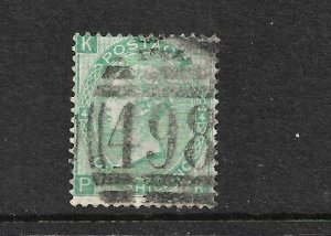 GB 1865-67  1/-  GREEN  QV  PL 4 GU  SG 101