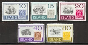 Iceland Scott 449-53 Unused LHOG - 1973 Cent. of 1st Iceland Stamps - SCV $2.45