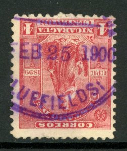 Nicaragua 1899 Seebeck 4¢ Justice Postally Used Bluefields  B722 ⭐⭐⭐⭐⭐⭐