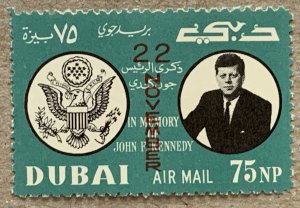 Dubai 1964 JFK Kennedy November 22 overprint, MNH. Michel 144A, CV €12.00