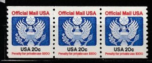 US Official Stamp SC# O135  Plate Number strip #1 MNH (1099k)