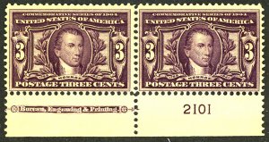 U.S. #325 MINT PL# PAIR OG HR