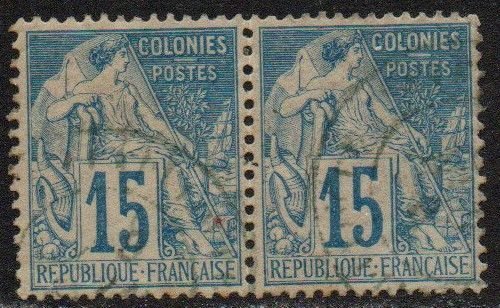 French Colonies Sc #51 Used pair; Mi #50