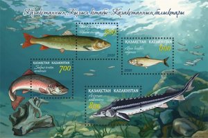 Kazakhstan 2020 MNH Souvenir Sheet Stamps Scott 948 Fish Red Book of Kazakhstan