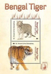 St. Vincent 2011 - INDIPEX - Bengal Tigers - Souvenir Sheet Stamp Scott 3751 MNH