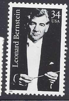 Catalog # 3521 Leonard Bernstein Musician Conductor Single 34 cent Stamp