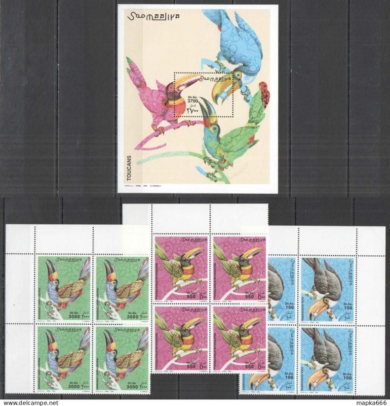 L0026 2003 Somalia Soomaaliya Fauna Birds Toucans !!! 1Bl+4Set Mnh
