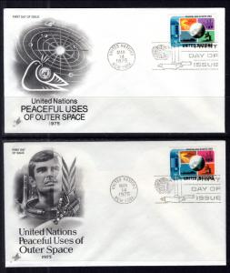 UN New York 256-257 Outer Space Artcraft Set of Two U/A FDC