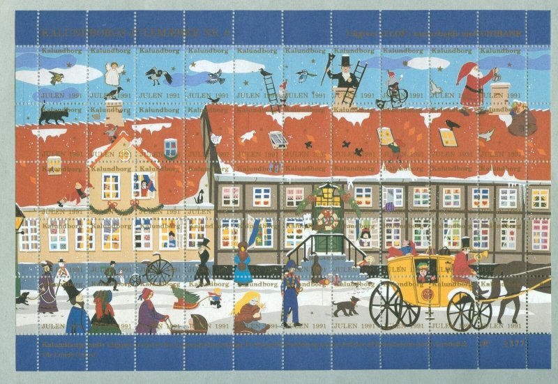 Denmark. 10 Christmas Sheet 1991 Kalundborg.Ole Lund's Estate.Mail Coach.People.