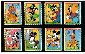 Tanzania 1993 - Disney - Mickey Mouse Portrait Gallery - Set of 8 Stamps - MNH