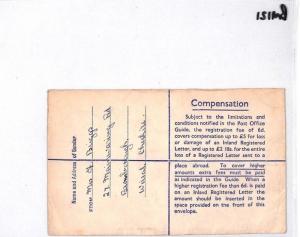 GB CHESHIRE Wirral *Bromborough* Registered Postal Stationery Cover 1950s BM121