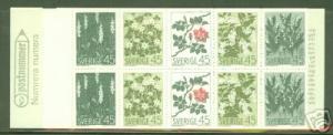 SWEDEN Stamp Booklet Scott 786a CV$11 Nordic Flowers