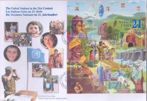 UNITED NATIONS  2000 UN IN THE 21st CENTURY SET OF 3  FIRST DAY COVERS  AS SHOWN