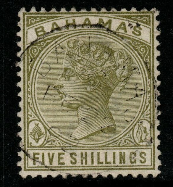 BAHAMAS SG56 1884 5/= SAGE-GREEN USED